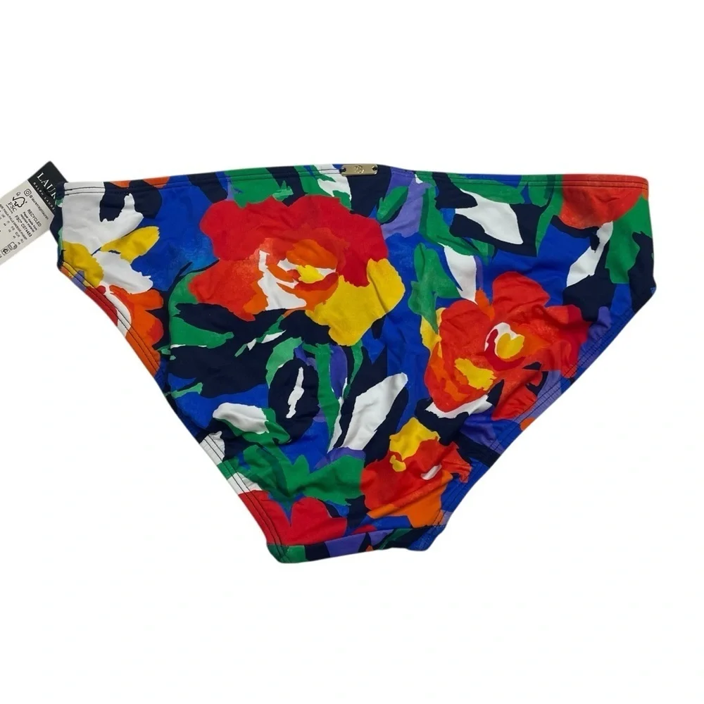 Lauren Ralph Lauren Printed Hipster Bikini Bottoms Bold Abstract Floral 10 New